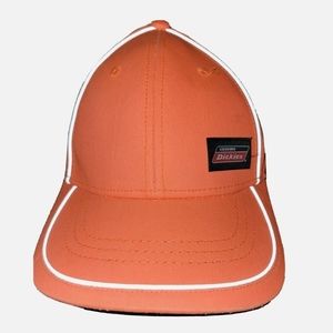 Men's Dickies Six Panel Baseball Cap Hat Logo Orange White Piping Hook & Loop